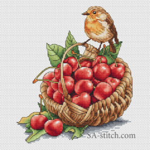 Корзина с вишней Схема для вышивки "Корзина с вишней"