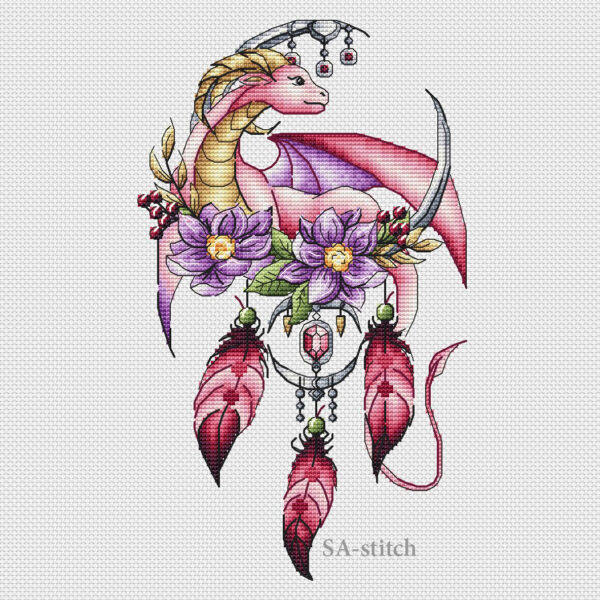 Dreamcatcher with a pink dragon1 Dreamcatcher with a pink dragon1